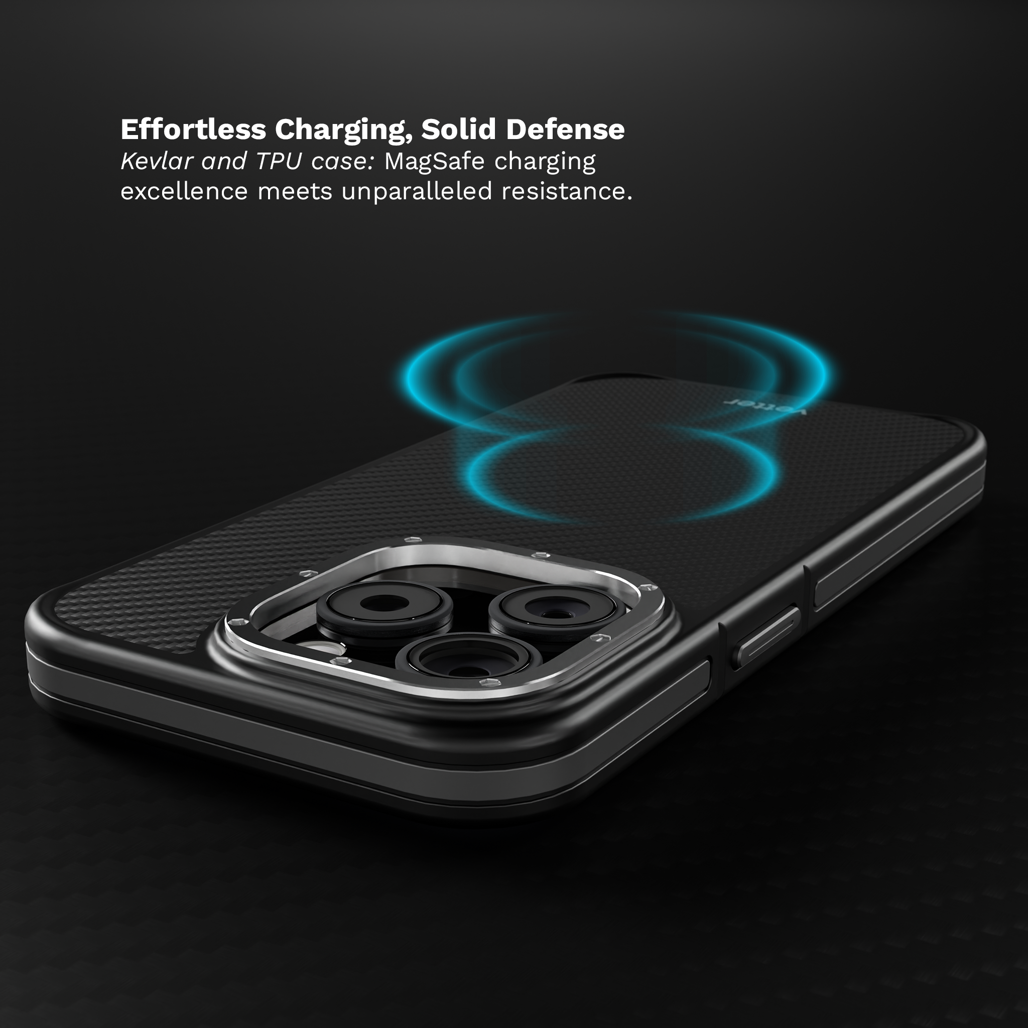 Husa iPhone 15 Pro, Clip-On MagSafe Compatible, Aramid Fiber, Hybrid  Kevlar, Black and Grey