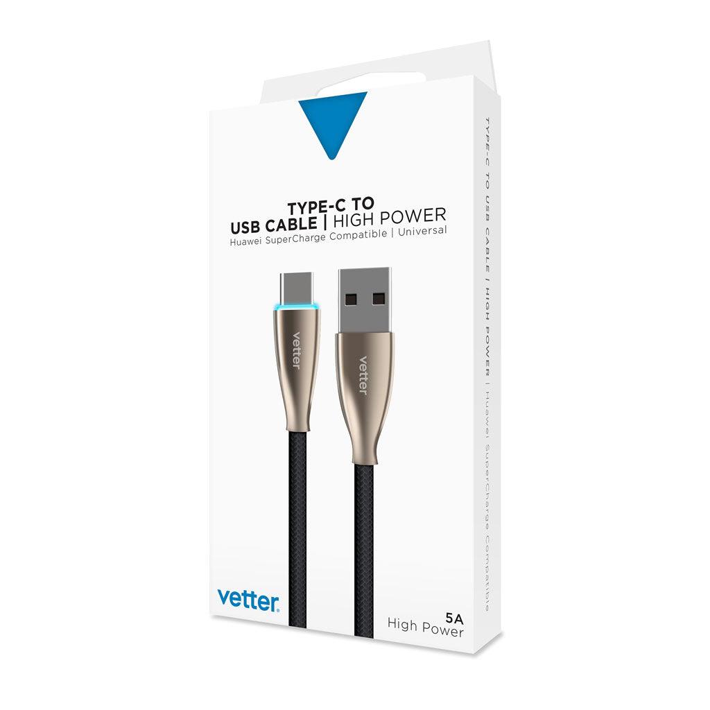 Cablu Type-C Cable, Fast Charge 5A, with LED, Black - vetter.store