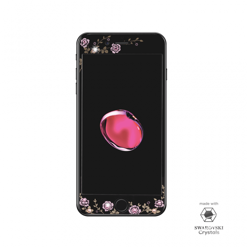 Folie Protectie Ecran iPhone 7 Plus, Full Frame Tempered Glass, with Swarovski Crystals, Negru - vetter.ro