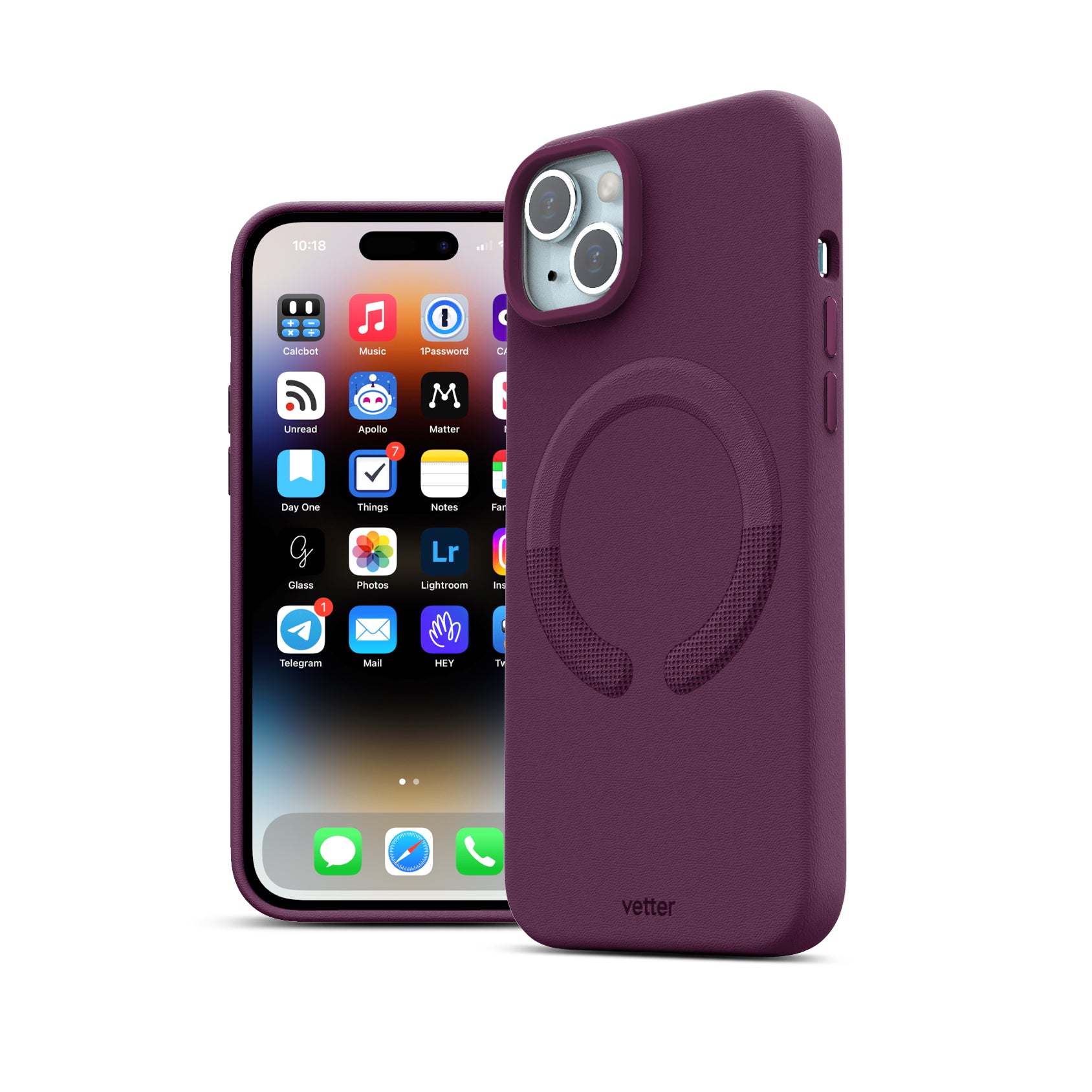 Husa iPhone 15, Clip-On Vegan Leather, MagSafe Compatible