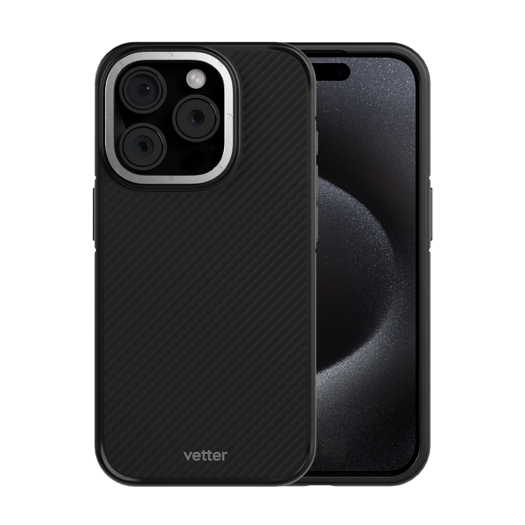 Husa iPhone 15 Pro Max, Clip-On MagSafe Compatible, Aramid Fiber, Hybrid  Kevlar, Black and Grey