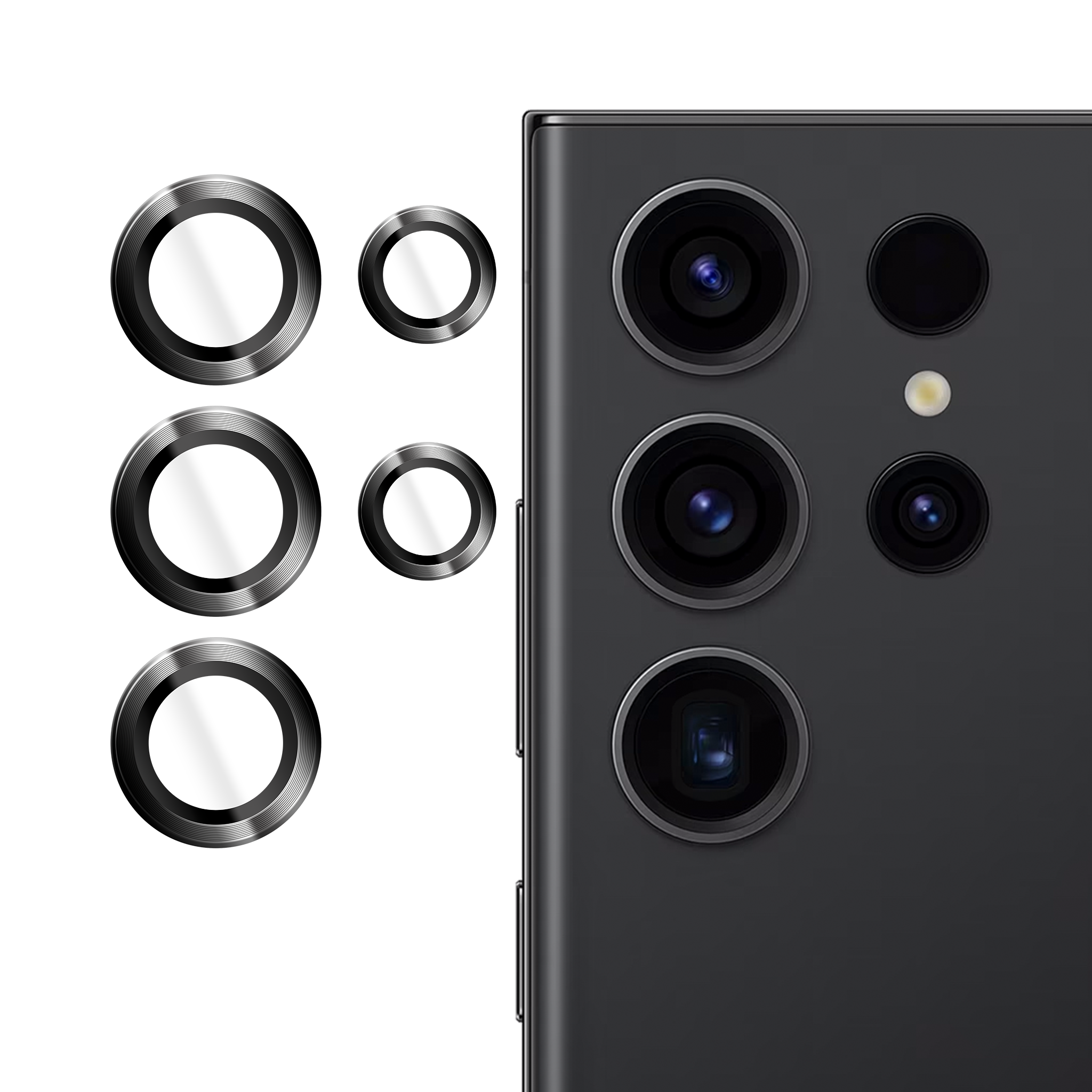 Folie/Geam de protectie Samsung Galaxy S24 Ultra, Individual Camera Lens Protector, Black