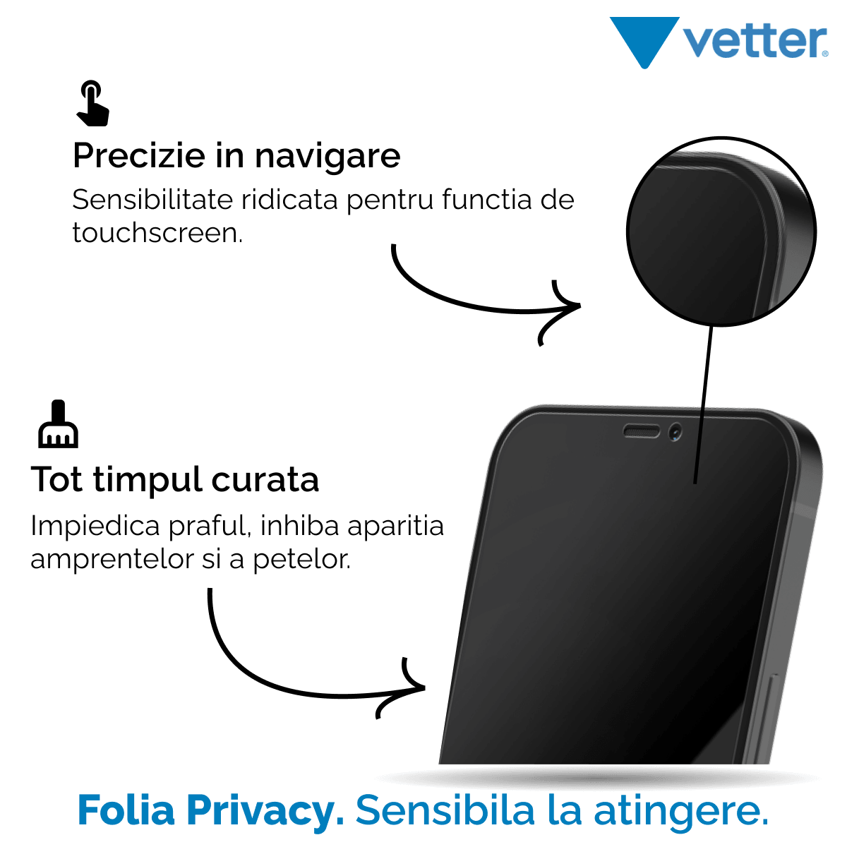iPhone 12 Pro Max foil, 3D Privacy Series, Black de la Vetter