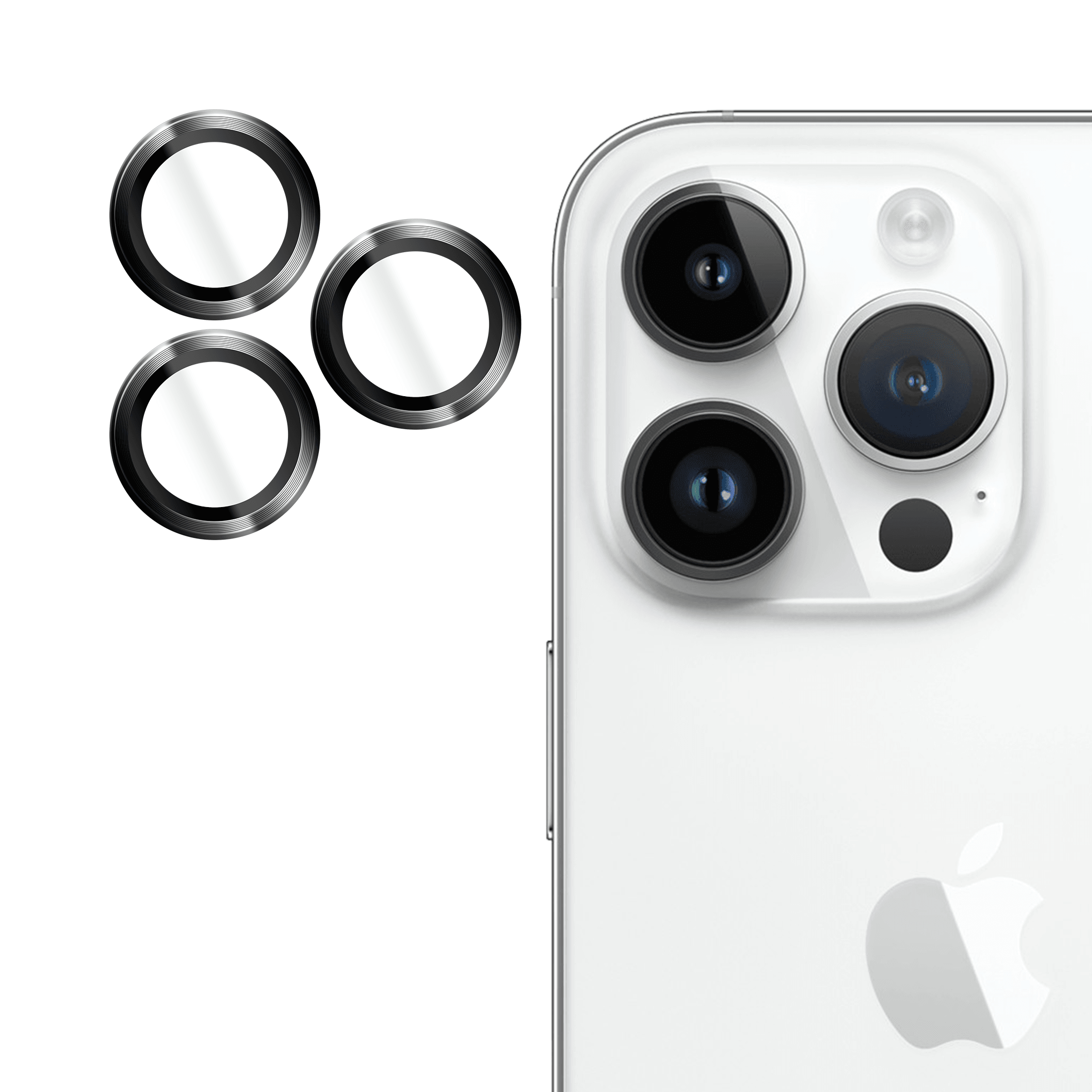 Folie iPhone 15 Pro Max, 15 Pro, Individual Camera Lens Protector, Black - vetter.store