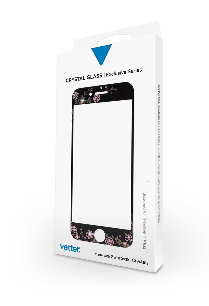 Folie Protectie Ecran iPhone 7 Plus, Full Frame Tempered Glass, with Swarovski Crystals, Negru - vetter.ro