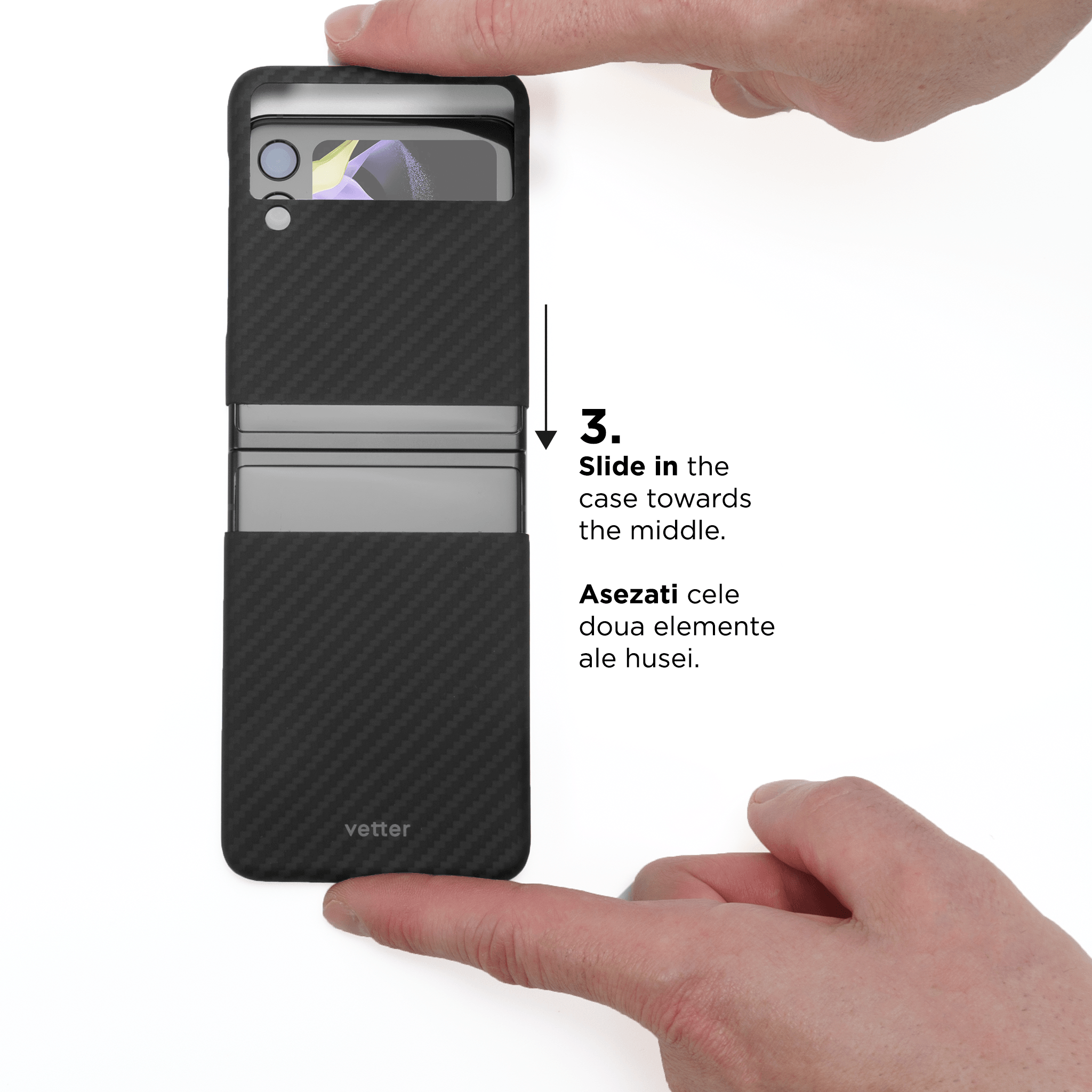 Husa Samsung Galaxy Z Flip4 5G, Clip-On, made from Aramid Fiber, Kevlar, Black - vetter.ro