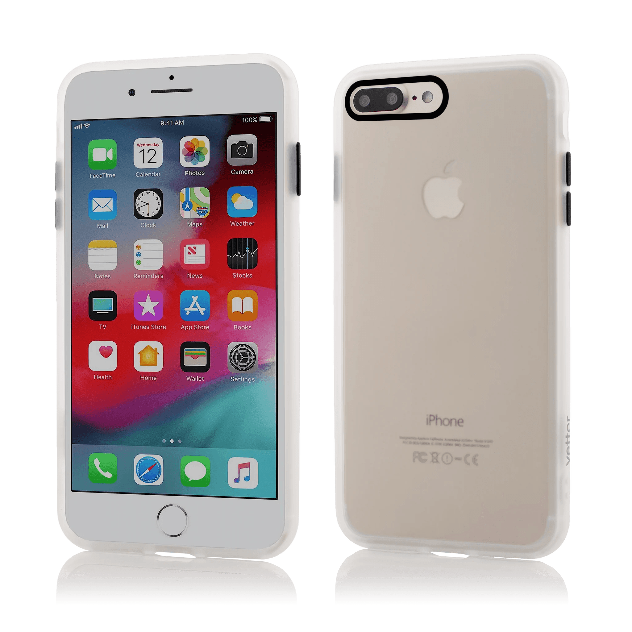 Husa Vetter pentru iPhone 8 Plus, 7 Plus, Clip-On Hybrid Protection, Shockproof Soft Edge and Rigid Matte Back Cover, Transparent - vetter.ro