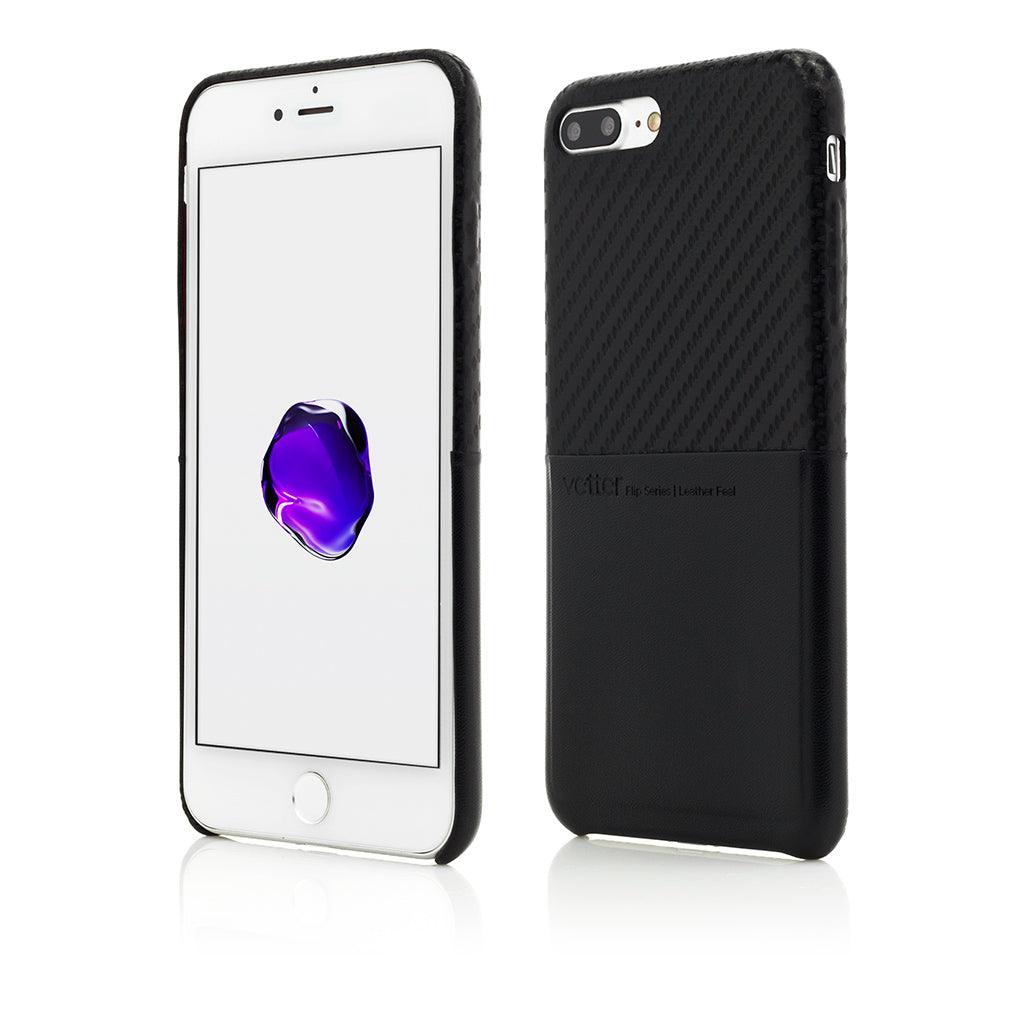 Husa Vetter pentru iPhone 8 Plus, 7 Plus, Clip-On with Card Port, Carbon Fiber Feel, Dark Gri - vetter.ro