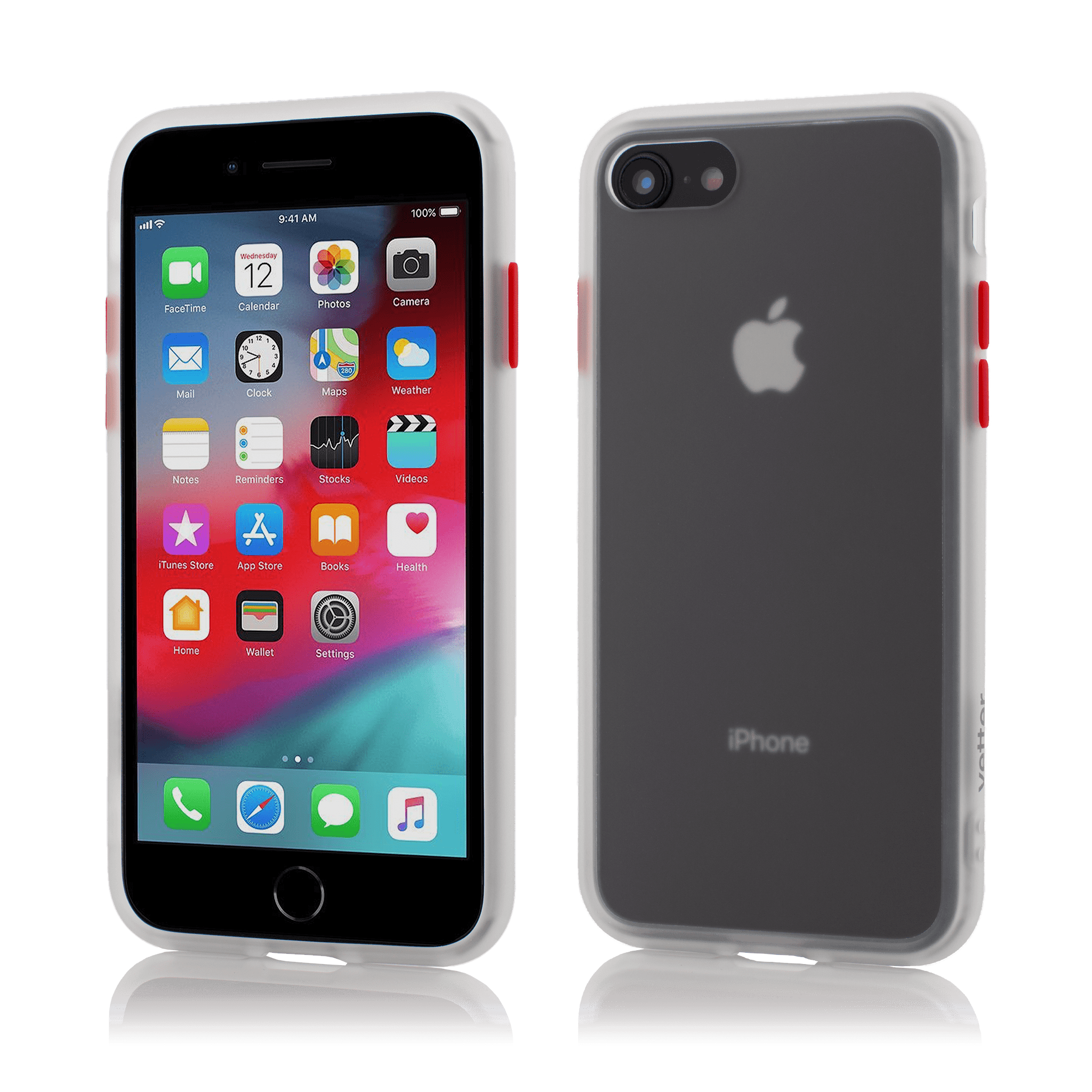 Husa Vetter pentru iPhone SE2, 8, 7, Clip-On Hybrid Protection, Shockproof Soft Edge and Rigid Matte Back Cover, Transparent - vetter.ro