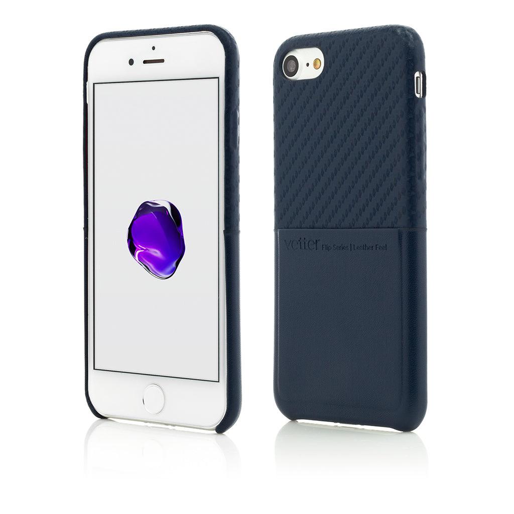 Husa Vetter pentru iPhone SE2, 8, 7, Clip-On with Card Port, Carbon Fiber Feel, Albastru - vetter.ro