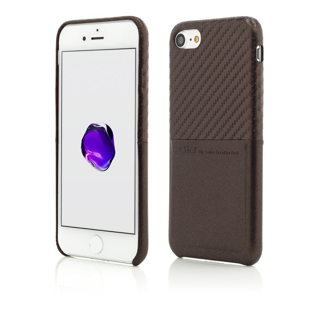Husa Vetter pentru iPhone SE2, 8, 7, Clip-On with Card Port, Carbon Fiber Feel, Coffee - vetter.ro
