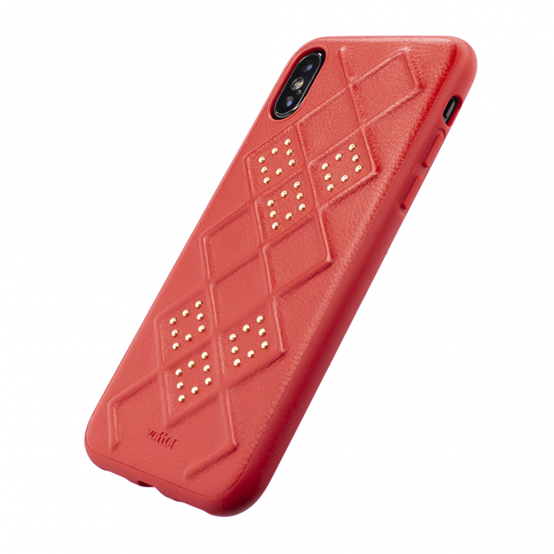 Husa Vetter pentru iPhone Xs, Smart Case, 3D Rhombus Design, Rosu - vetter.ro