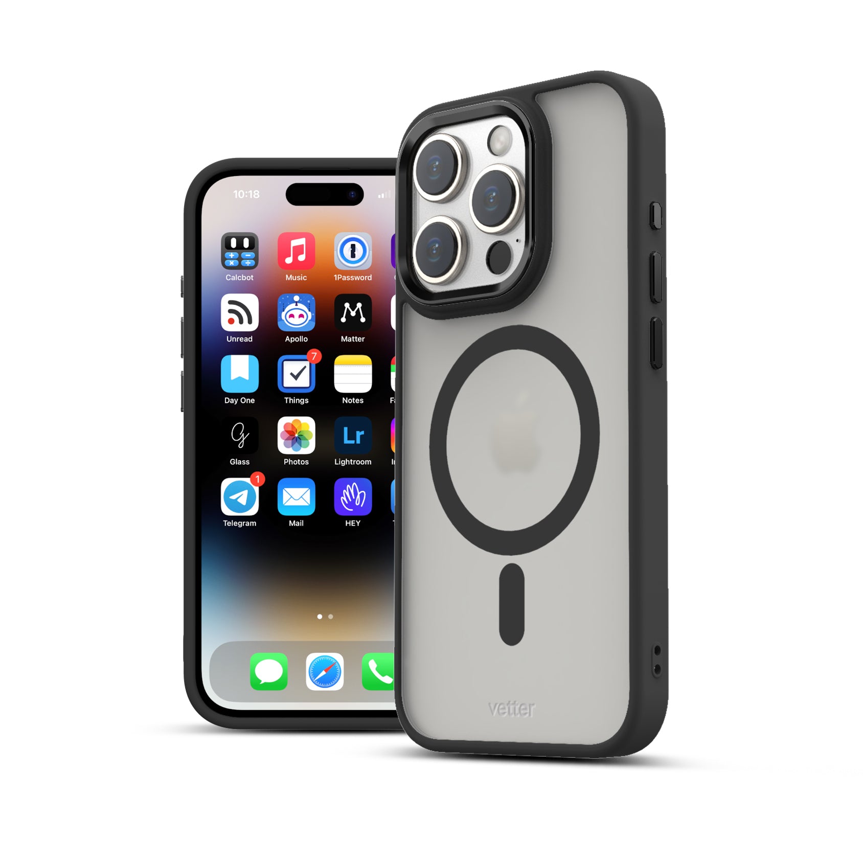 Husa iPhone 15 Pro Max, Clip-On Hybrid, Matt, MagSafe Compatible, Black