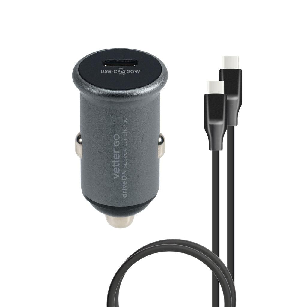 Incarcator driveON, Smart Car Charger with Type-C Cable, Vetter Go, Power Delivery, 20W - vetter.ro