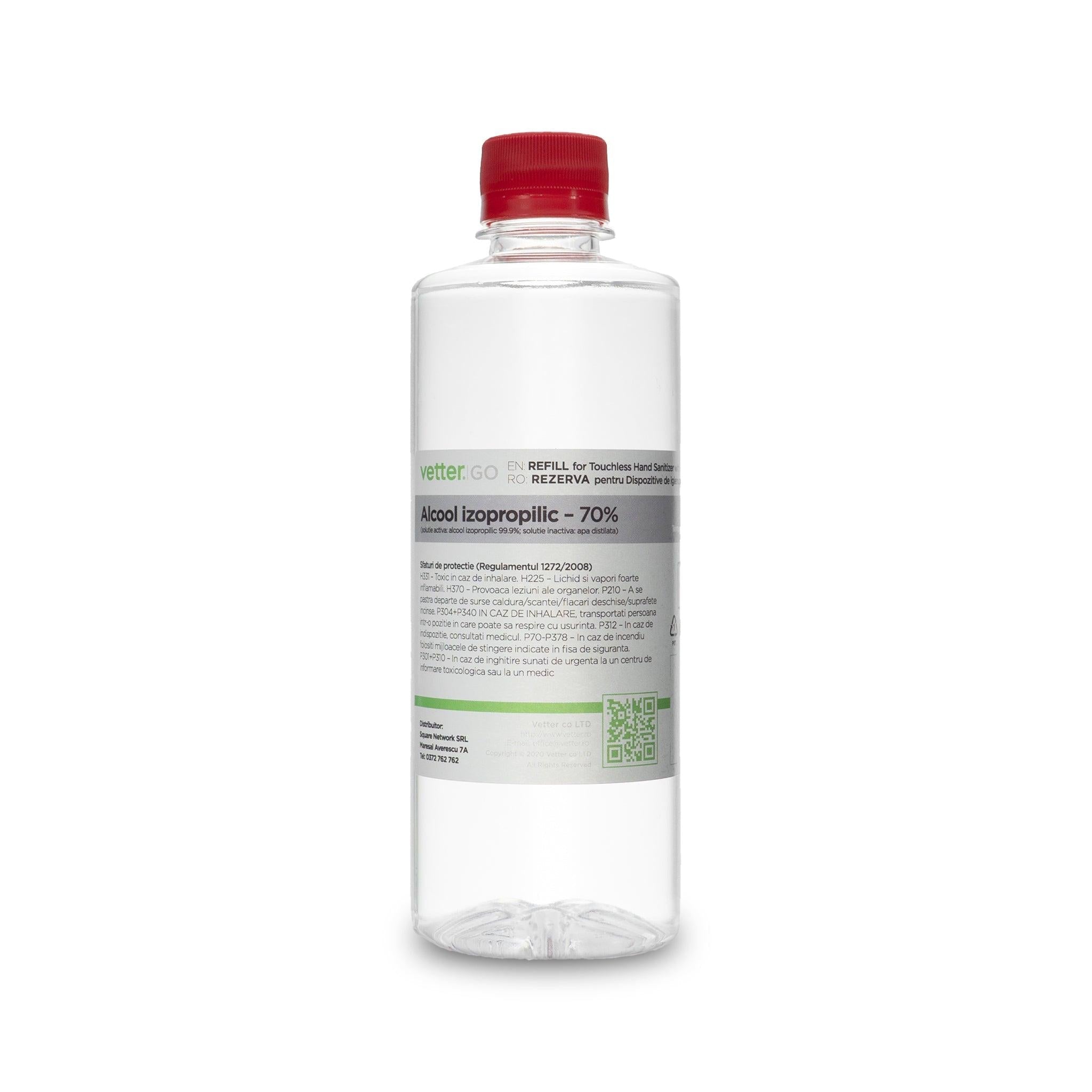 Rezerva pentru dispozitivele de igienizare cu pulverizare prin inductie (alcool izopropilic 70%), 500 ml - vetter.ro